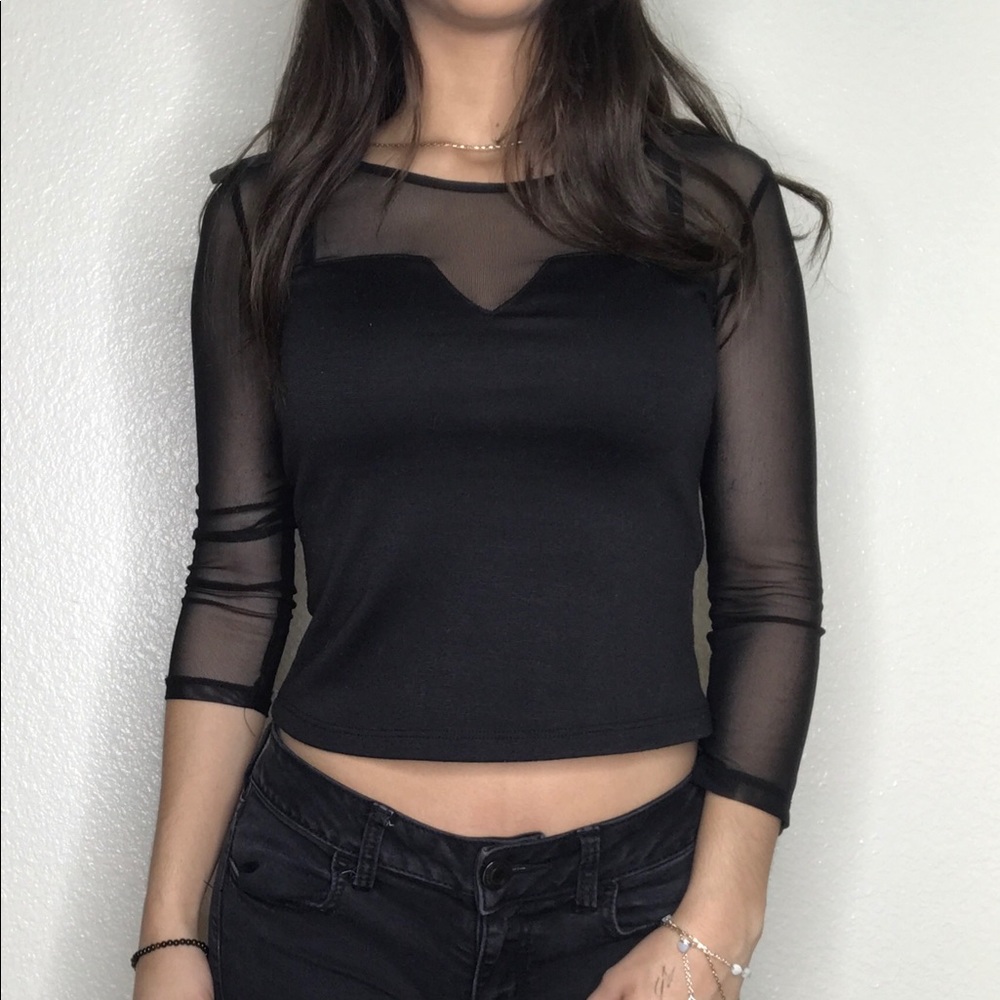 Sexy black mesh top